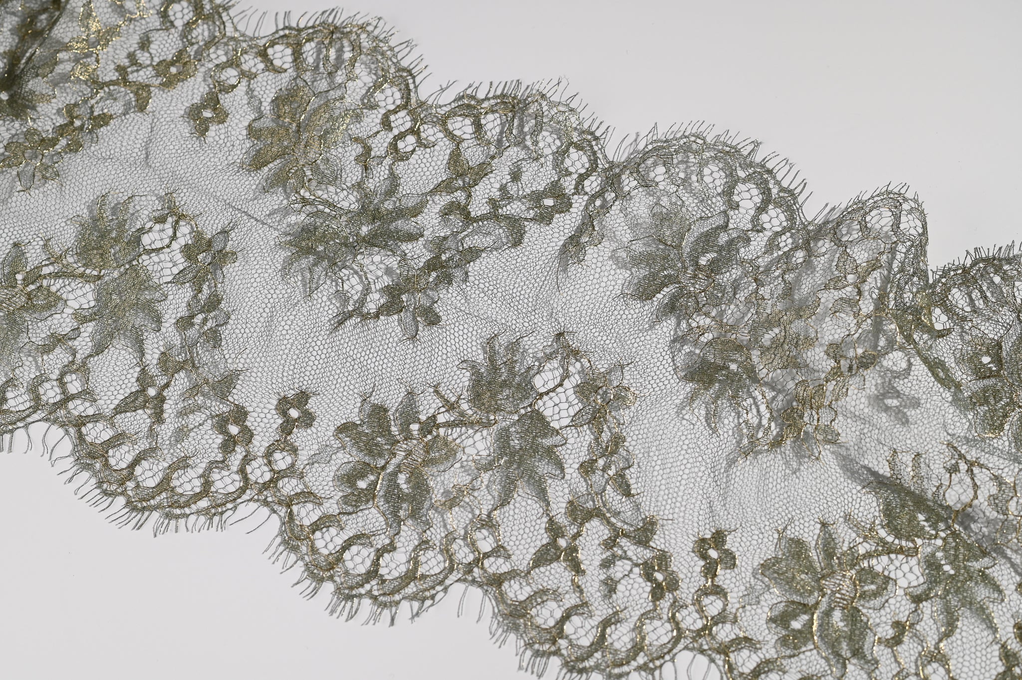 Wide Metallic Lace Trim (Green) - 200mm