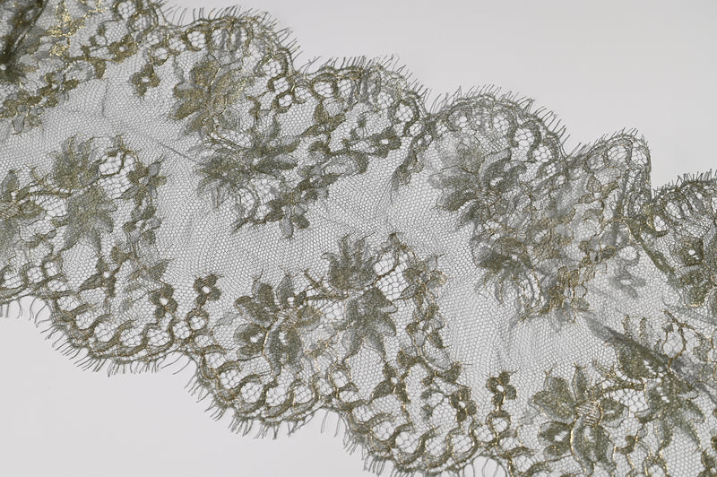 Wide Metallic Lace Trim (Green) - 200mm