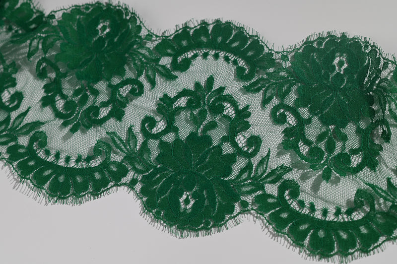 Floral Wave Lace Trim (Green) - 145mm