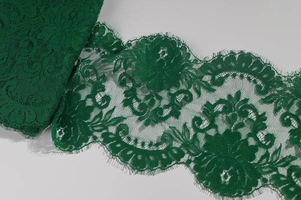 Floral Wave Lace Trim (Green) - 145mm