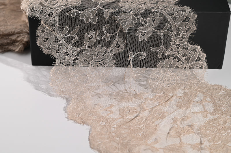 Extra Wide Delicate Lace Trim (Dark Cream) - 240mm