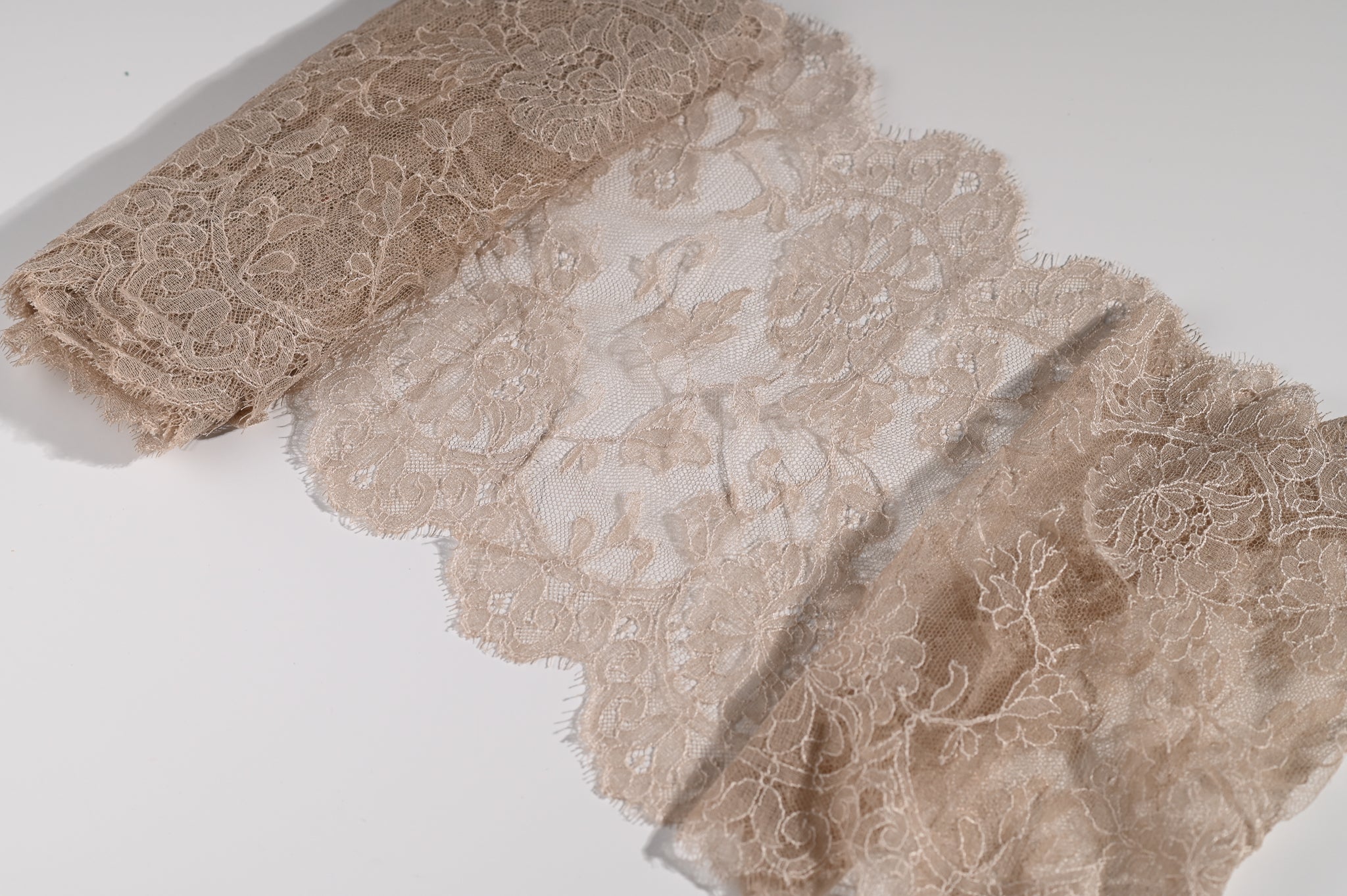 Extra Wide Delicate Lace Trim (Dark Cream) - 240mm