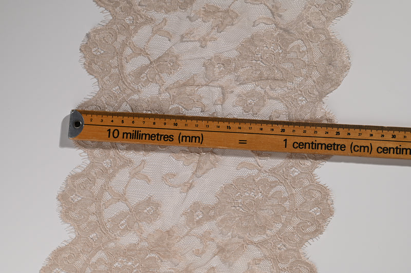 Extra Wide Delicate Lace Trim (Dark Cream) - 240mm