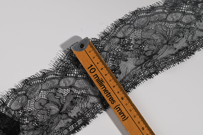 One Sided Affair Lace Trim (Black) - 95mm