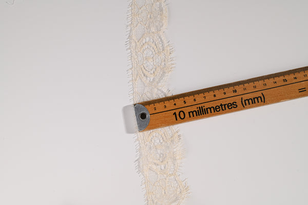 One Sided Narrow Lace Trim (Cream White) - 35mm