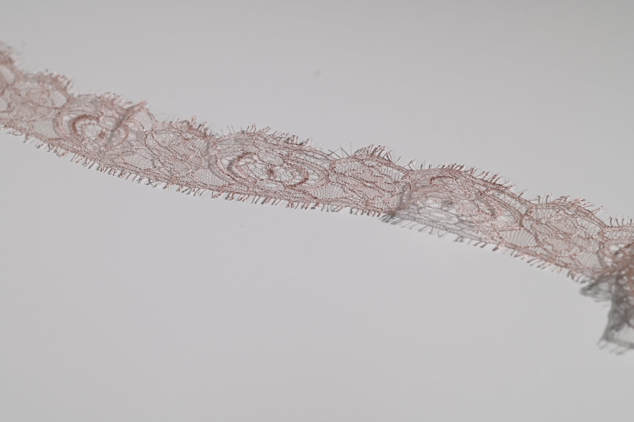 One Sided Narrow Lace Trim (Blush) - 35mm