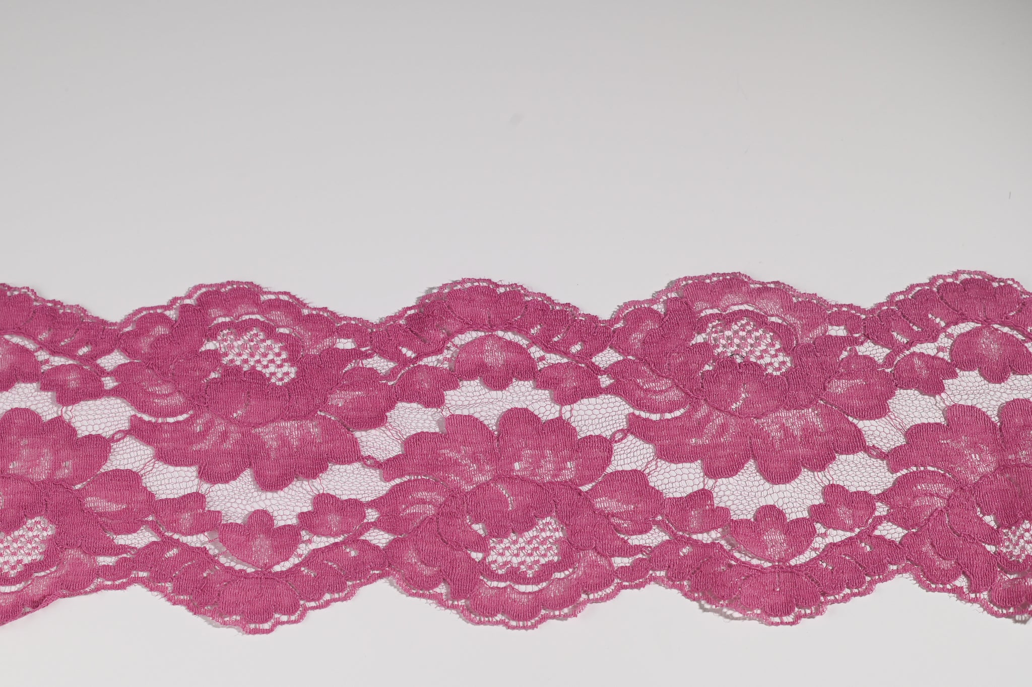 Floral Wave Lace Trim (Deep Pink) - 140mm