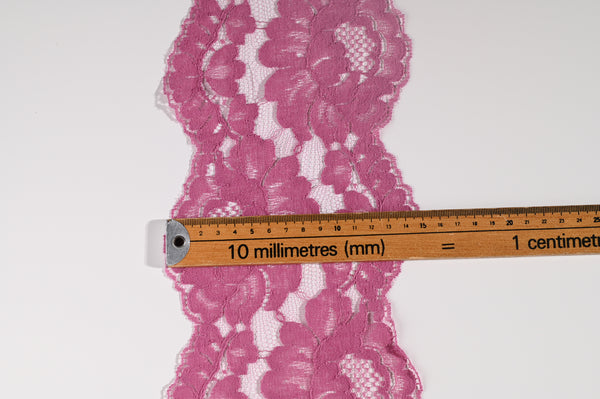 Floral Wave Lace Trim (Deep Pink) - 140mm