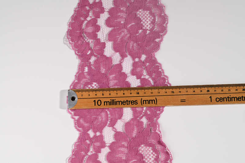 Floral Wave Lace Trim (Deep Pink) - 140mm