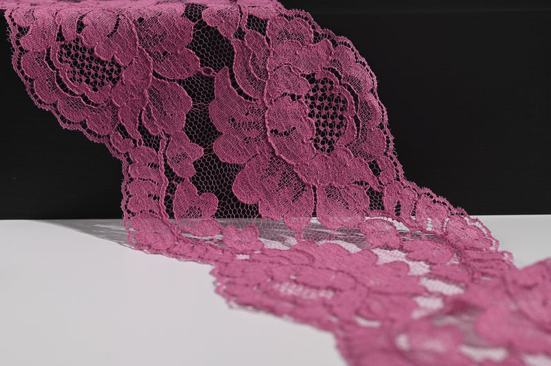 Floral Wave Lace Trim (Deep Pink) - 140mm