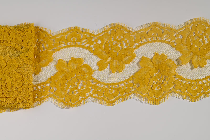 Floral Wave Lace Trim (Yellow) - 135mm