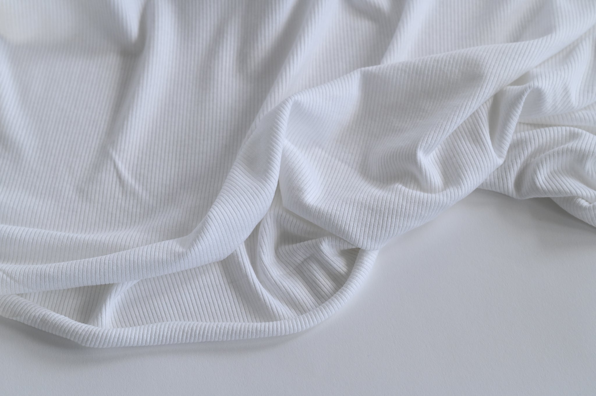 Ribbity Rib (White) - Viscose Jersey
