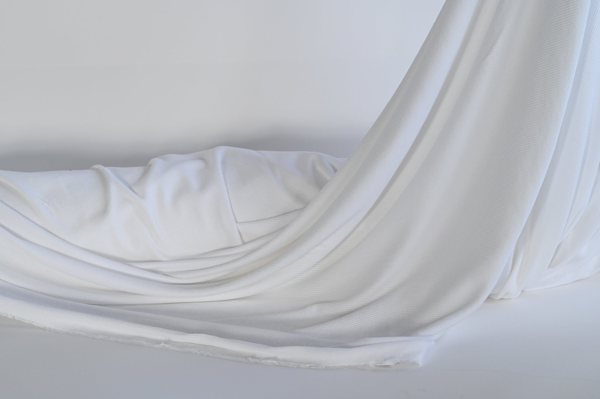 Ribbity Rib (White) - Viscose Jersey