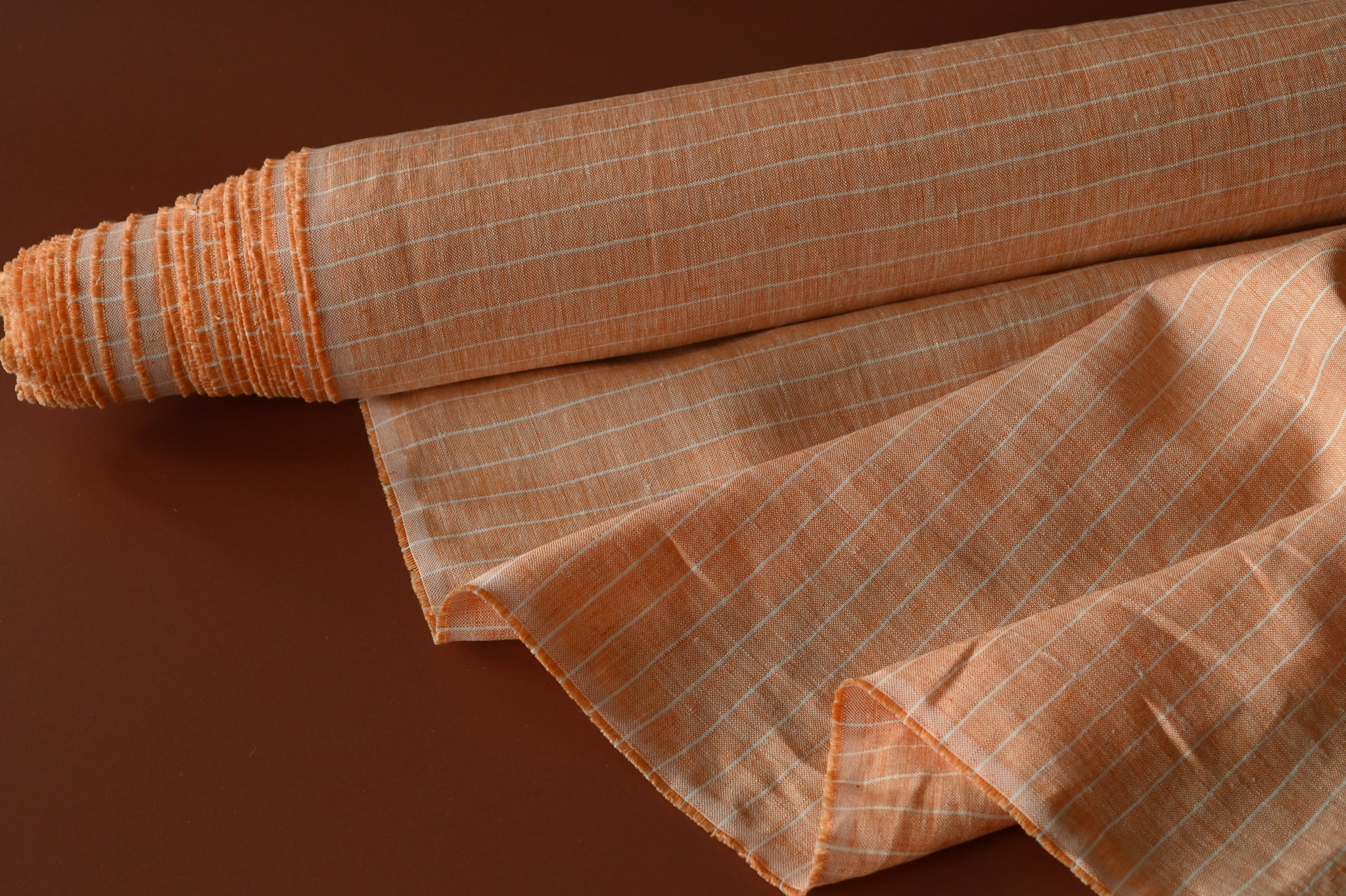 REMNANT - What A Stripy Load of Beauty ( Orange and White) - Linen (1.75 at £30)