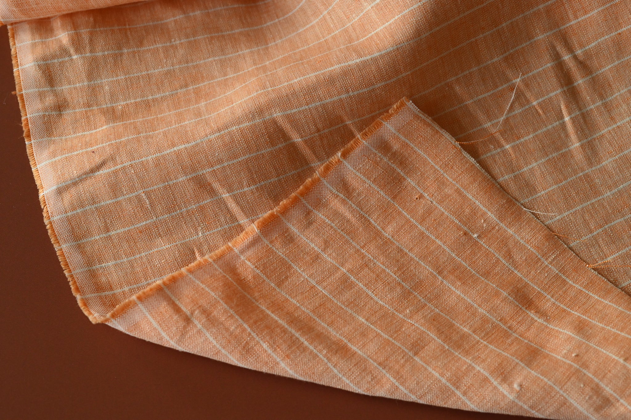 REMNANT - What A Stripy Load of Beauty ( Orange and White) - Linen (1.75 at £30)