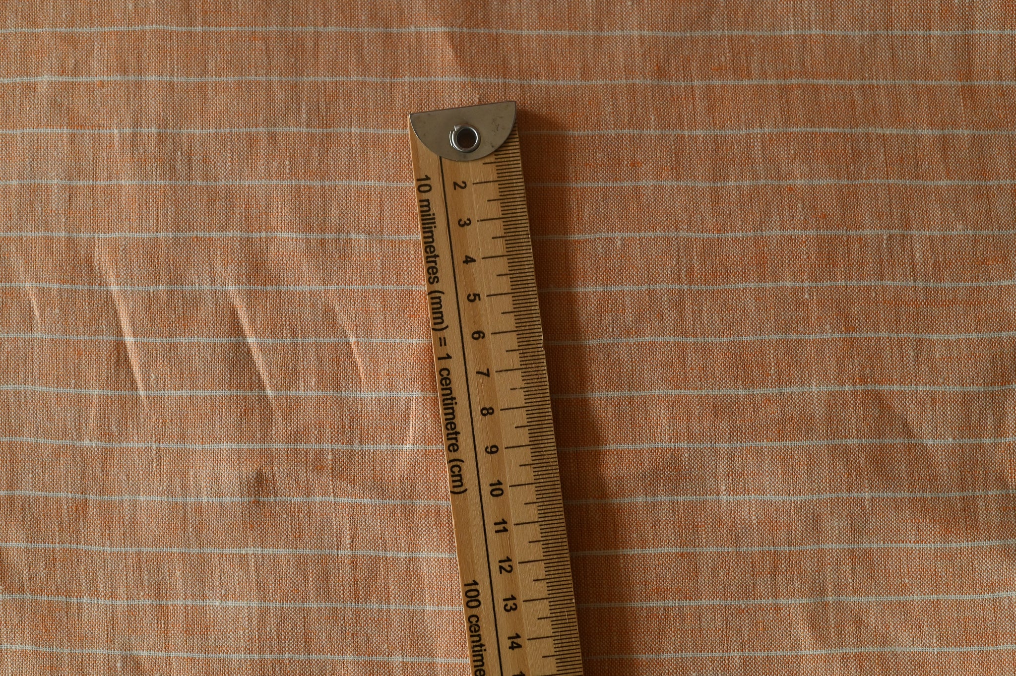 REMNANT - What A Stripy Load of Beauty ( Orange and White) - Linen (1.75 at £30)