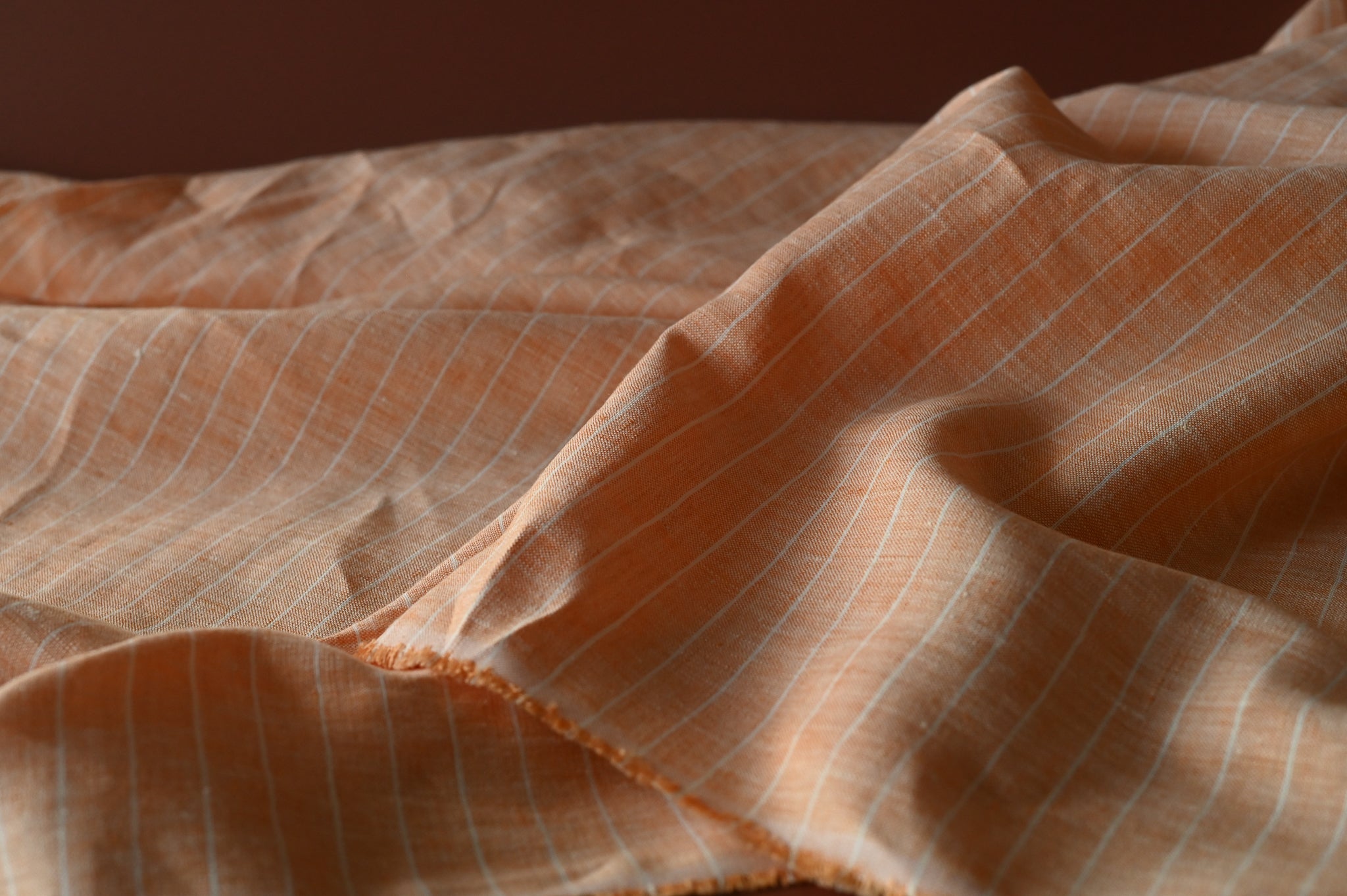 REMNANT - What A Stripy Load of Beauty ( Orange and White) - Linen (1.75 at £30)