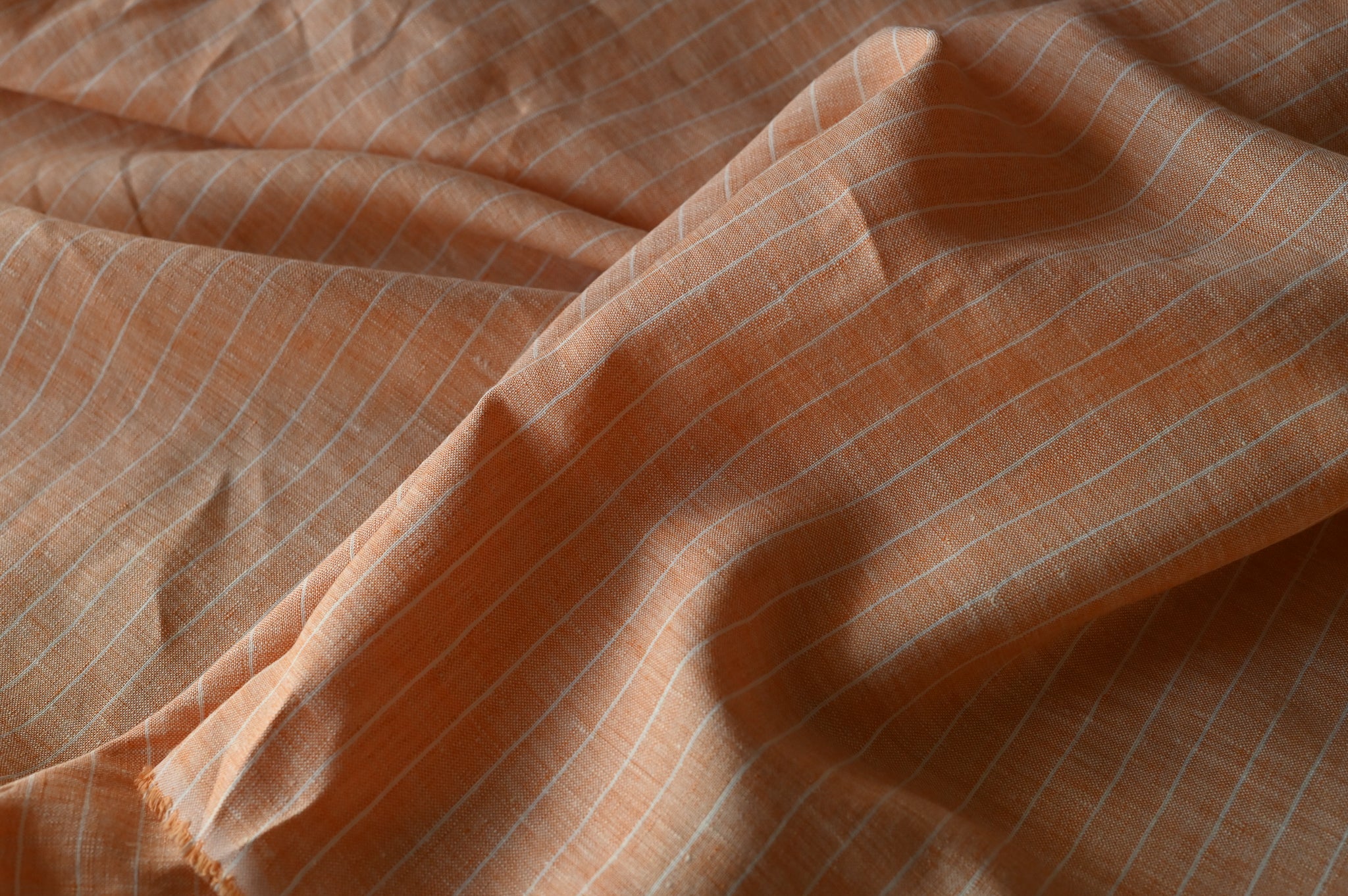 REMNANT - What A Stripy Load of Beauty ( Orange and White) - Linen (1.75 at £30)