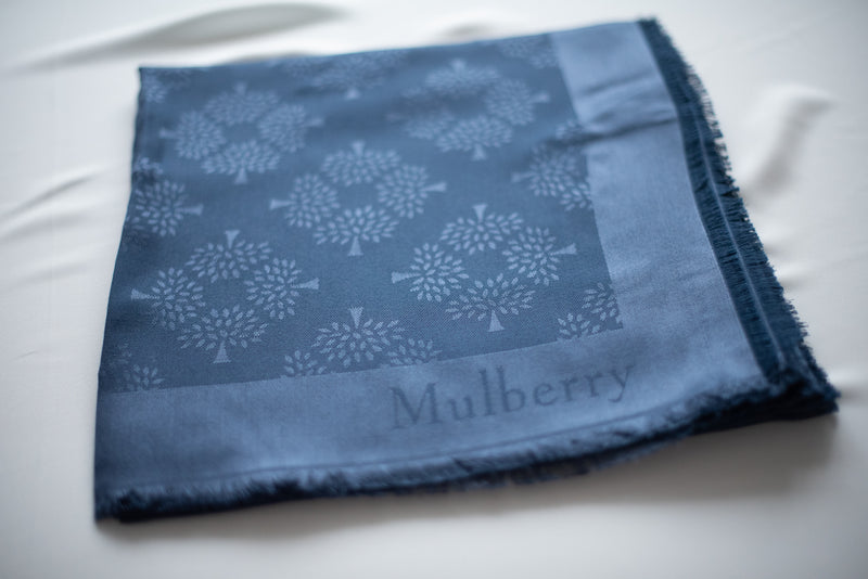 Trees and All That ( Navy)  - Silk Cotton Square Scarf