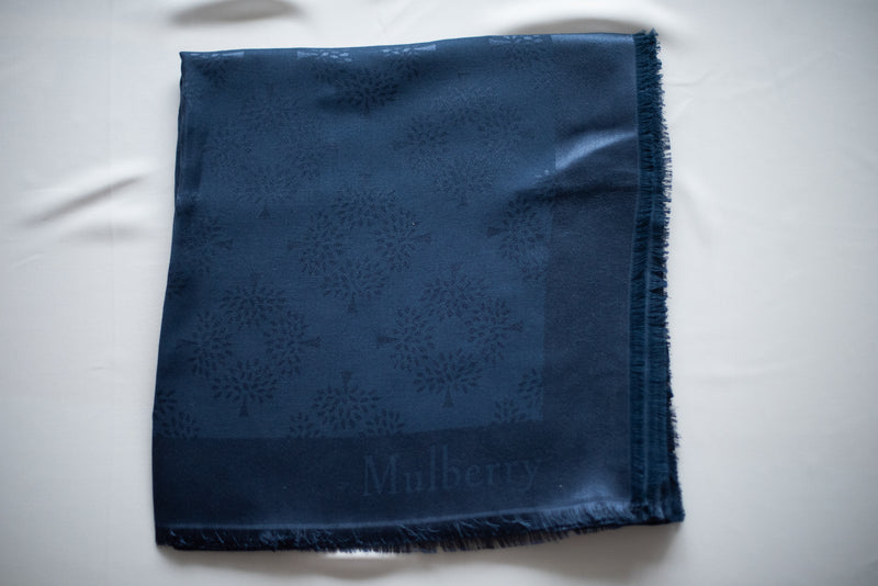Trees and All That ( Navy)  - Silk Cotton Square Scarf