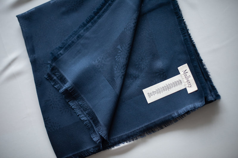 Trees and All That ( Navy)  - Silk Cotton Square Scarf