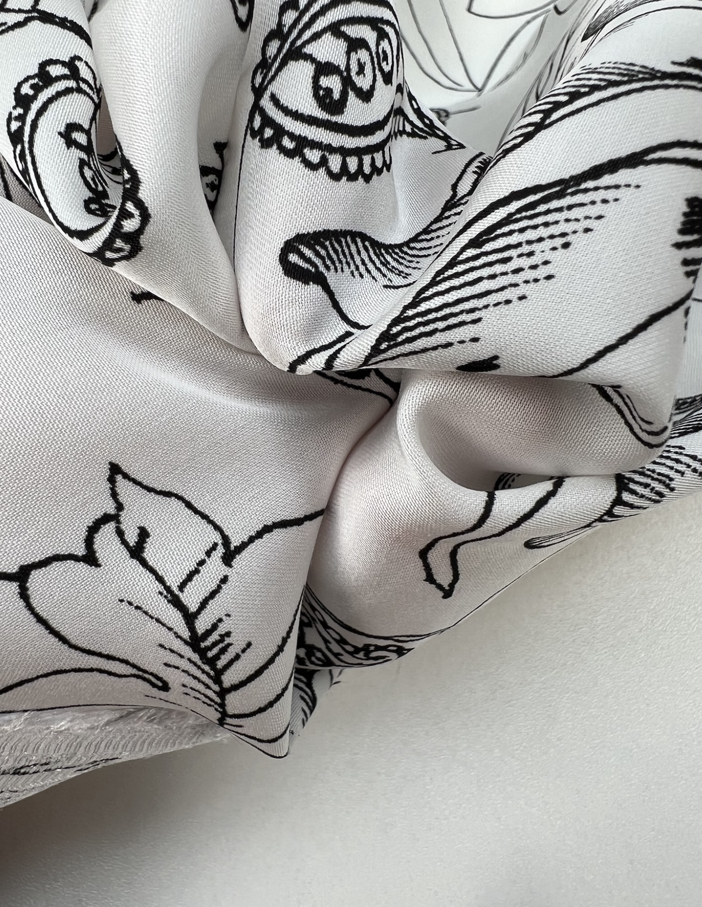 REMNANT - Life In Black And White - Viscose Satin (1.5mts at £24)