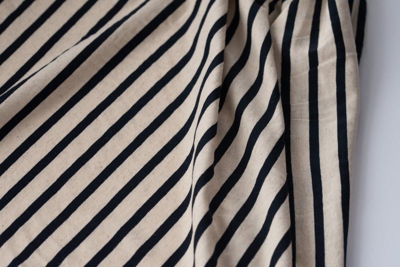 Breton Tops Anyone? (Navy and Oatmeal) - Cotton Linen Acetate Jersey