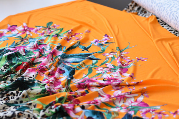 Island Living (Orange) -  Cotton Jersey Panel - Selvedge and Bolts