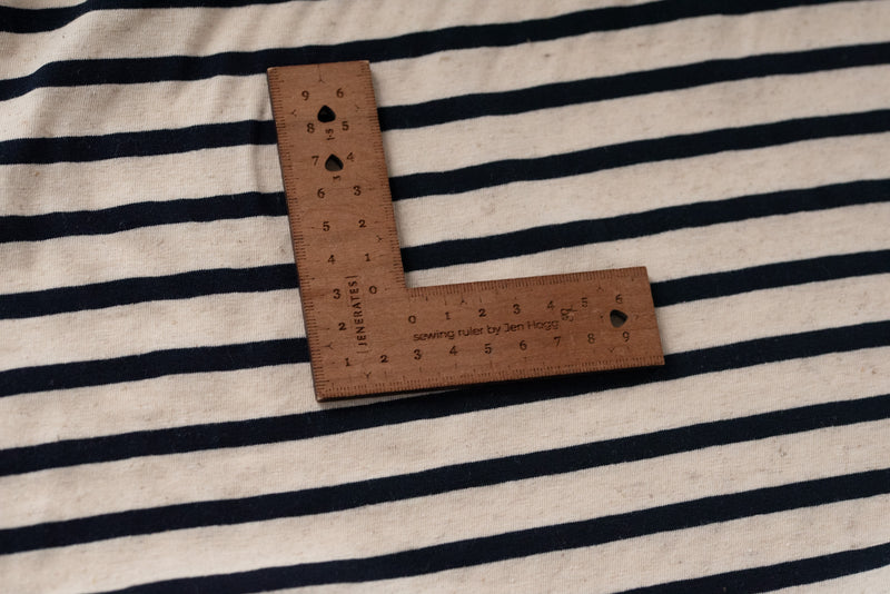 Breton Tops Anyone? (Navy and Oatmeal) - Cotton Linen Acetate Jersey