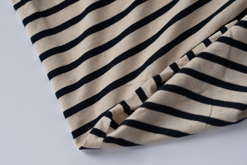 Breton Tops Anyone? (Navy and Oatmeal) - Cotton Linen Acetate Jersey