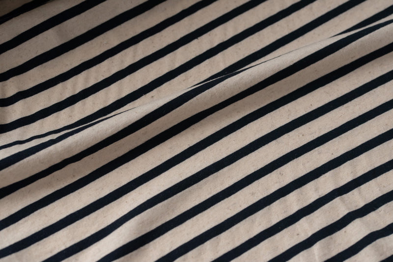 Breton Tops Anyone? (Navy and Oatmeal) - Cotton Linen Acetate Jersey