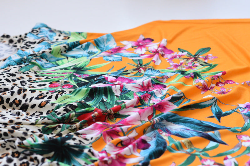 Island Living (Orange) -  Cotton Jersey Panel - Selvedge and Bolts